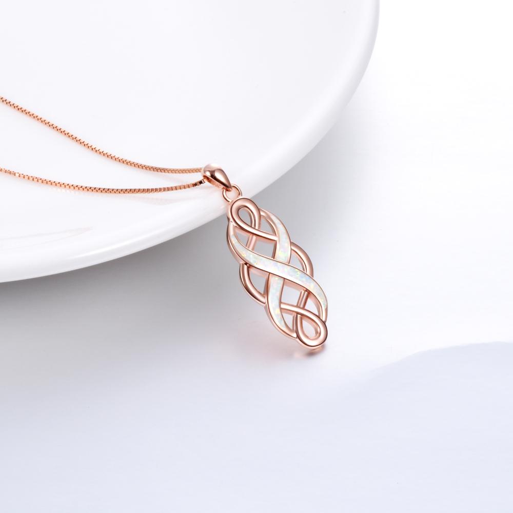 Sterling Silver Celtic Knot Opal Necklace