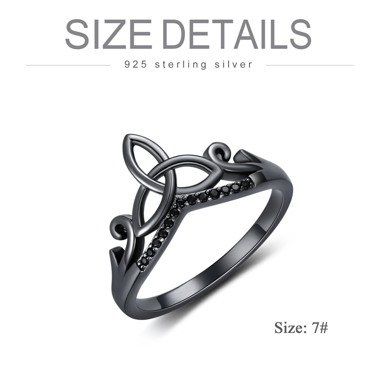 Sterling Silver Black Celtic Rings