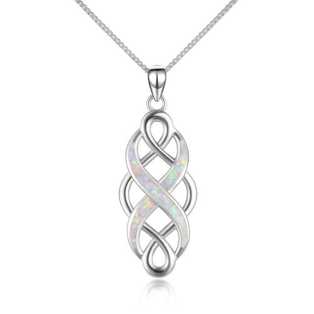 Sterling Silver Celtic Knot Opal Necklace