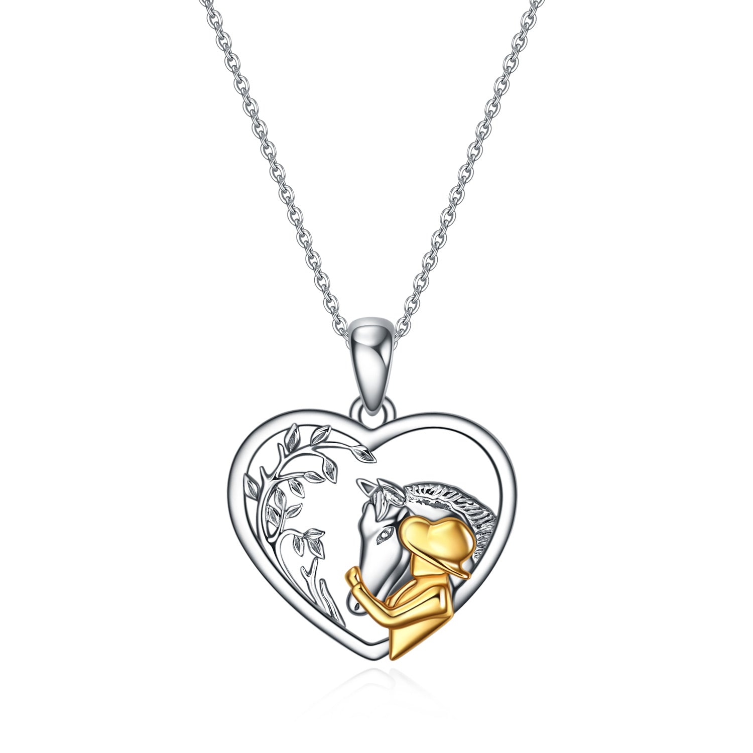 Family Locket Necklace with Horse Pendant