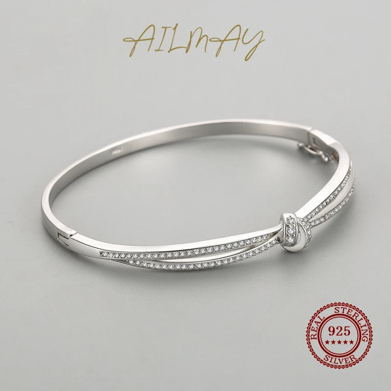 925 Sterling Silver Bowknot CZ Bracelet