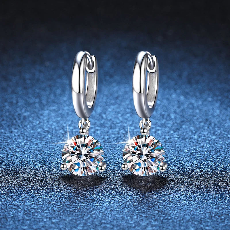 2ct Moissanite Drop Earrings, S925 Sterling Silver