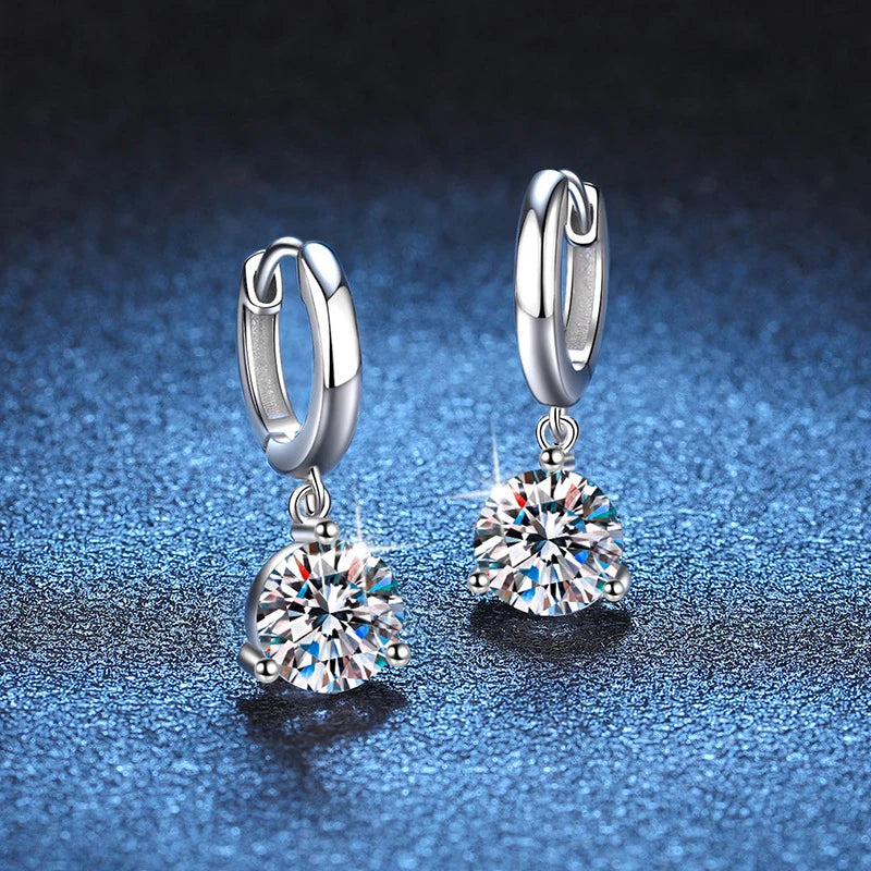 2ct Moissanite Drop Earrings, S925 Sterling Silver