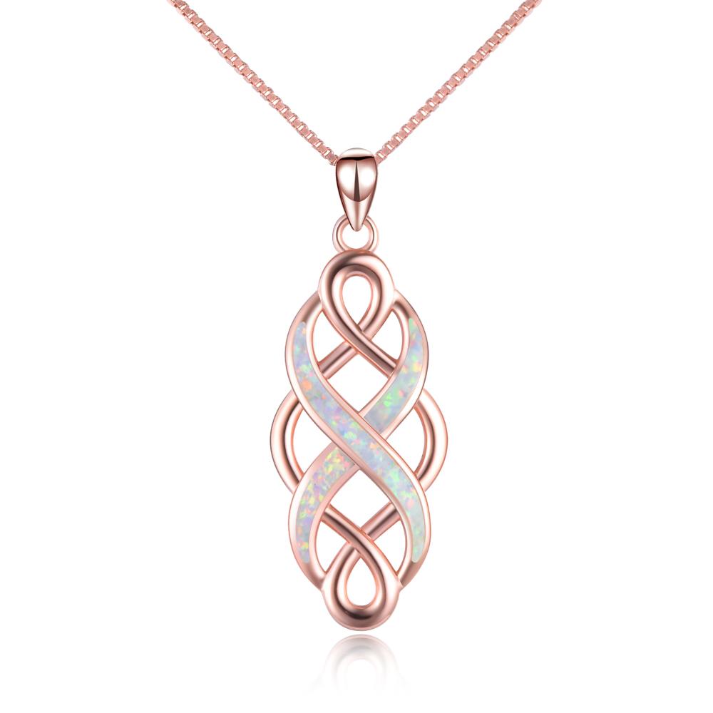 Sterling Silver Celtic Knot Opal Necklace