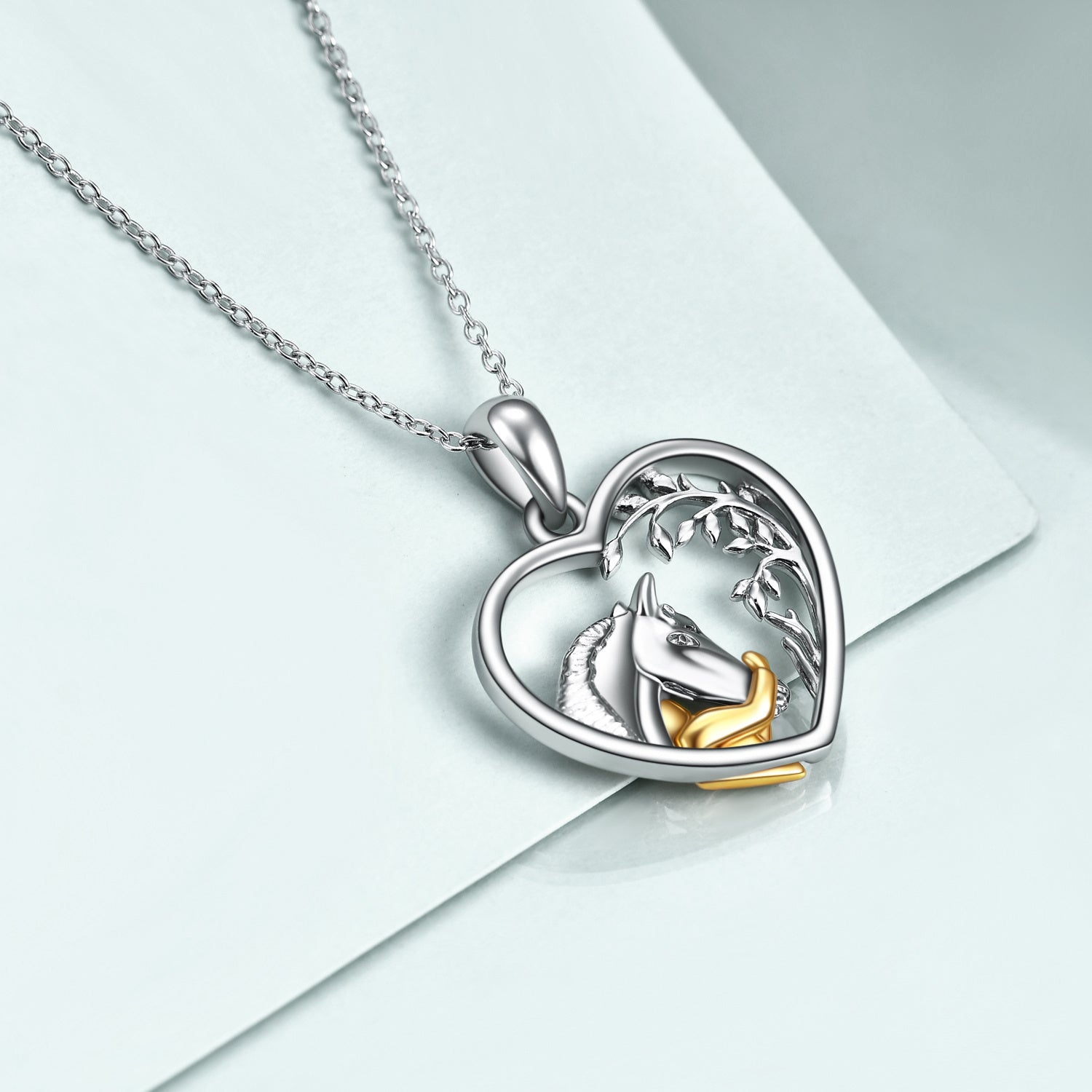 Family Locket Necklace with Horse Pendant